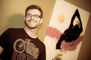 Drew Digital with one of his creations at the 7 Sexy Sins party.