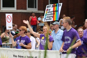 PFLAG (Parents and Friends of Lesbians and Gays) marching in the St. Louis Pride Parade in 2010.